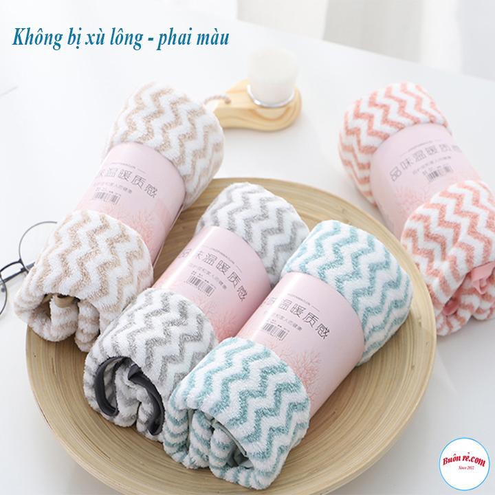 [HCM]Khăn Mặt Lông Cừu Xuất Hàn Vân Kẻ Sọc Siêu Mềm 50cm x 25cm