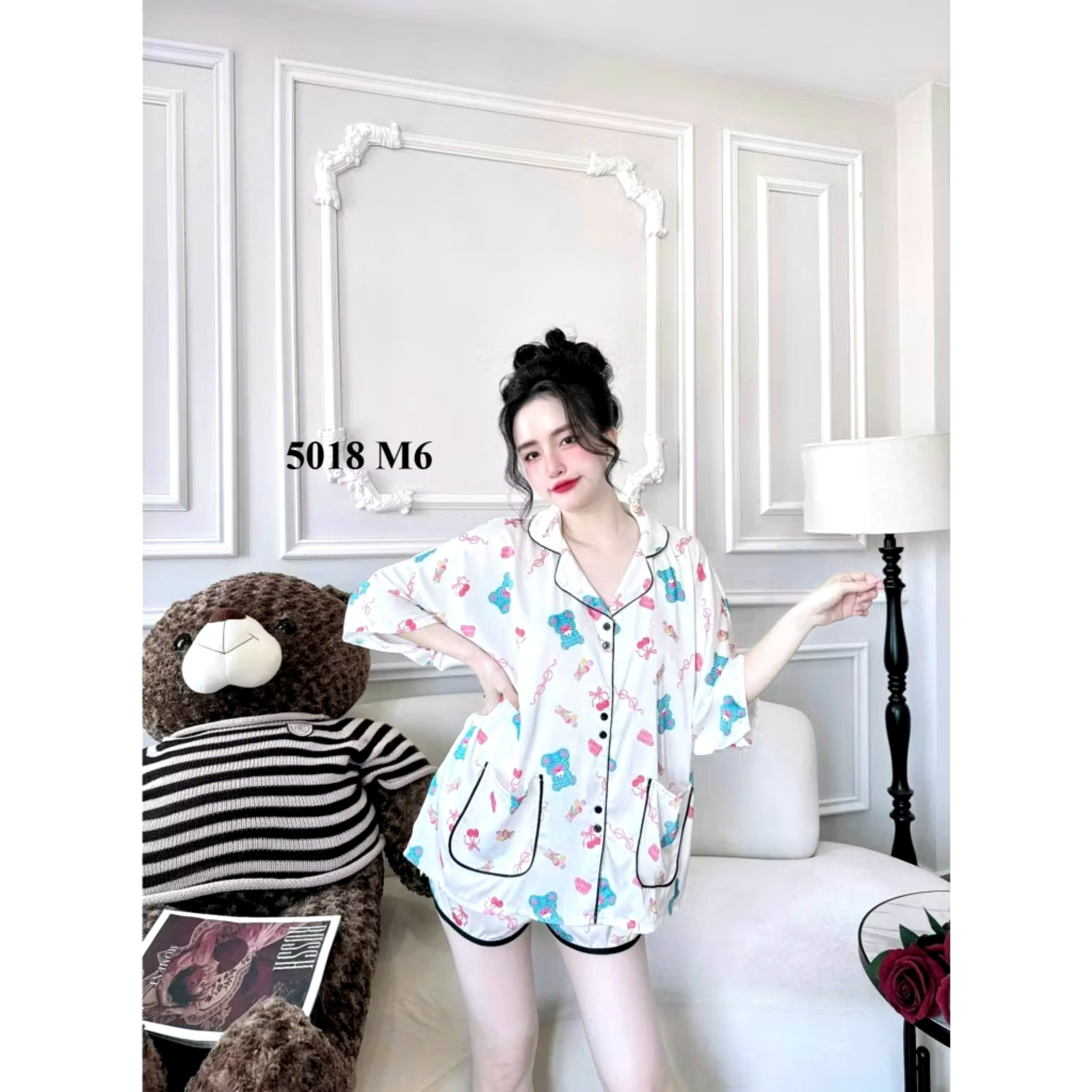 Đồ Bộ Ngủ Pijama Đùi Cánh Dơi Mango Bigsize 50-100kg Lụa Nhật