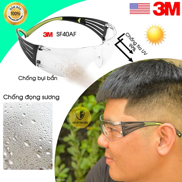 Kính bảo hộ 3M Secure Fit SF401AF siêu nhẹ siêu bền