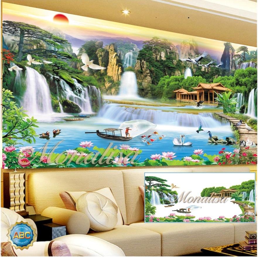 Tranh đính đá phong cảnh tuyệt đẹp 160x75cm