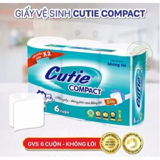 Giấy vệ sinh Cutie Compact có lõi cao cấp( 6 cuộn, 3 lớp)