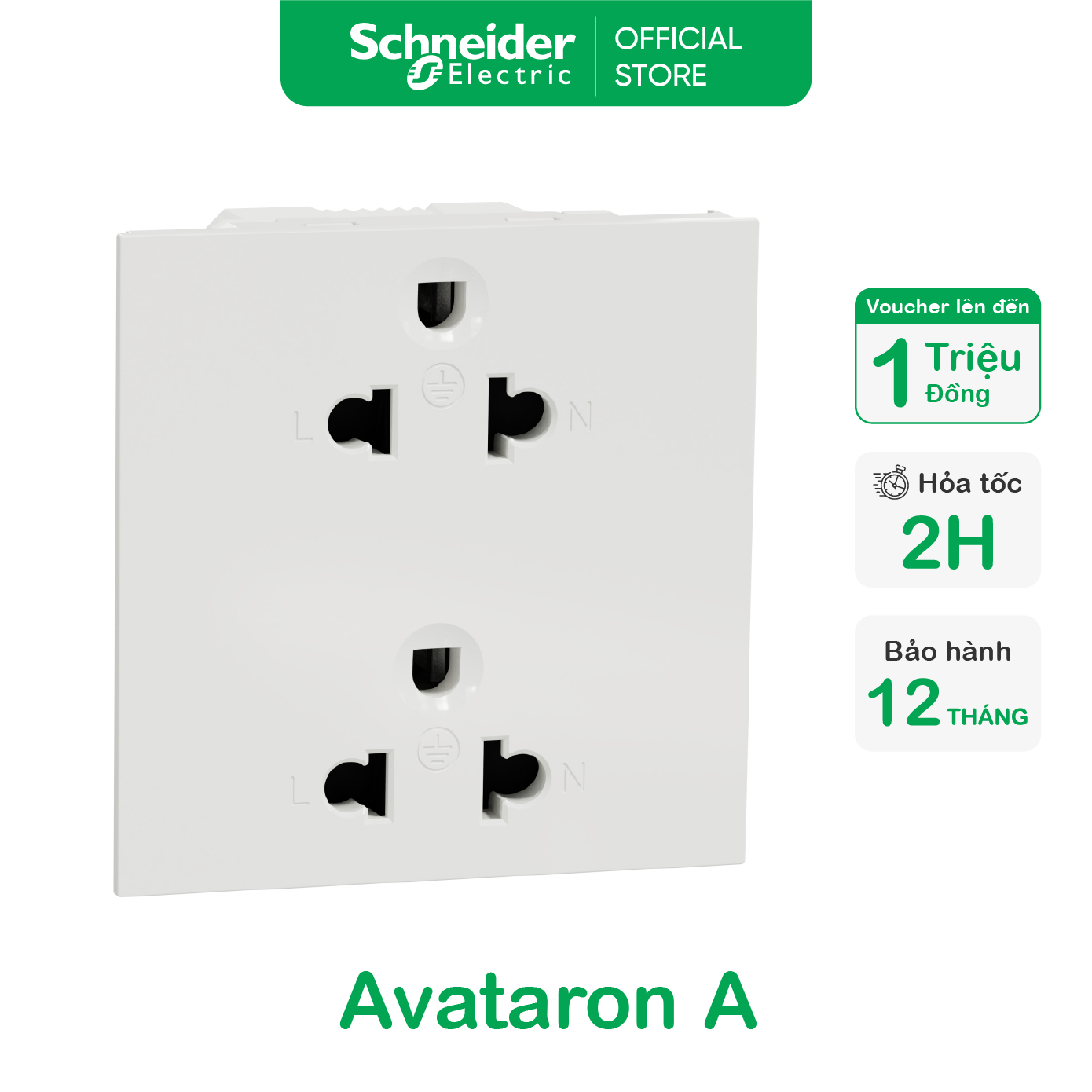 Ổ cắm đôi 3 chấu / ổ cắm đơn 3 chấu - dòng avataron a - 16a - trắng - 250vac - ip20 - schneider electric - m3t426ust_we m3t426ust2_we