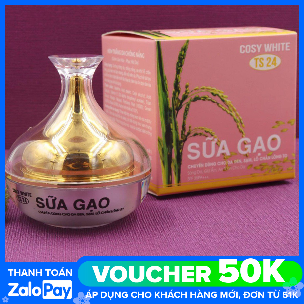 Kem trắng da mặt sữa gạo COSY WHITE trắng da chống nắng chuyên dành cho da đen sạm lỗ chân lông to (15g)