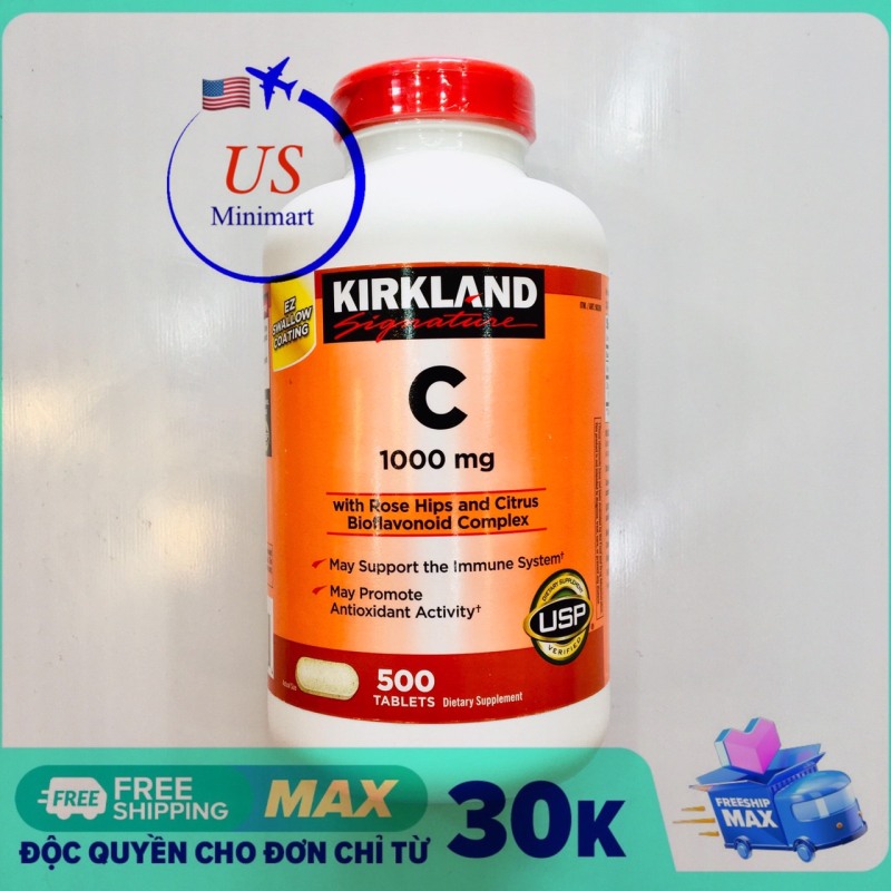 Vitamin C 1000mg Kirkland Hộp 500 Viên - US Minimart cao cấp