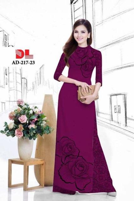 [HCM]Vải áo dài in hoa hồng vẽ
