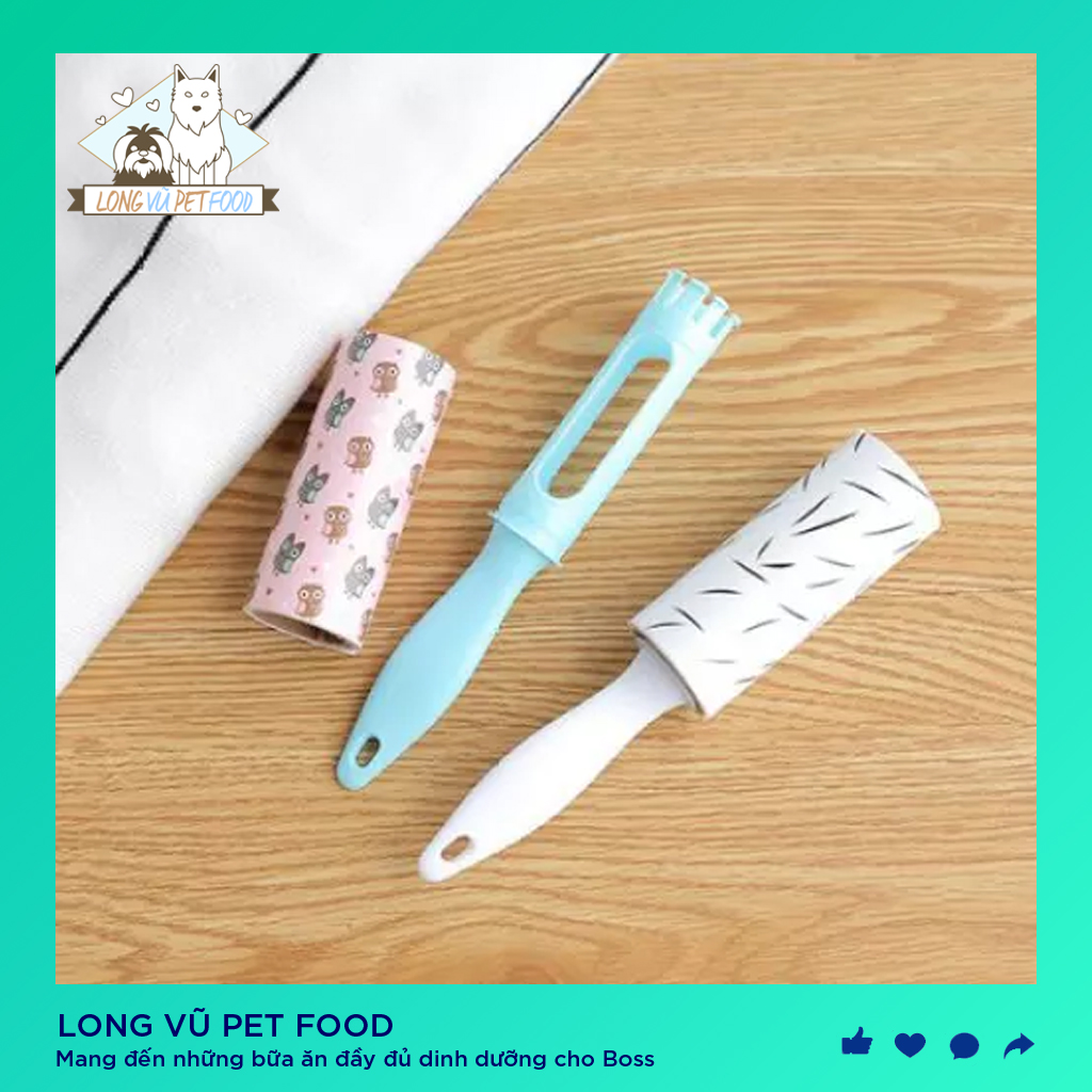 Dụng cụ làm sạch lông thú cưng trên quần áo, cây lăn lông mèo - Long Vũ Pet Food