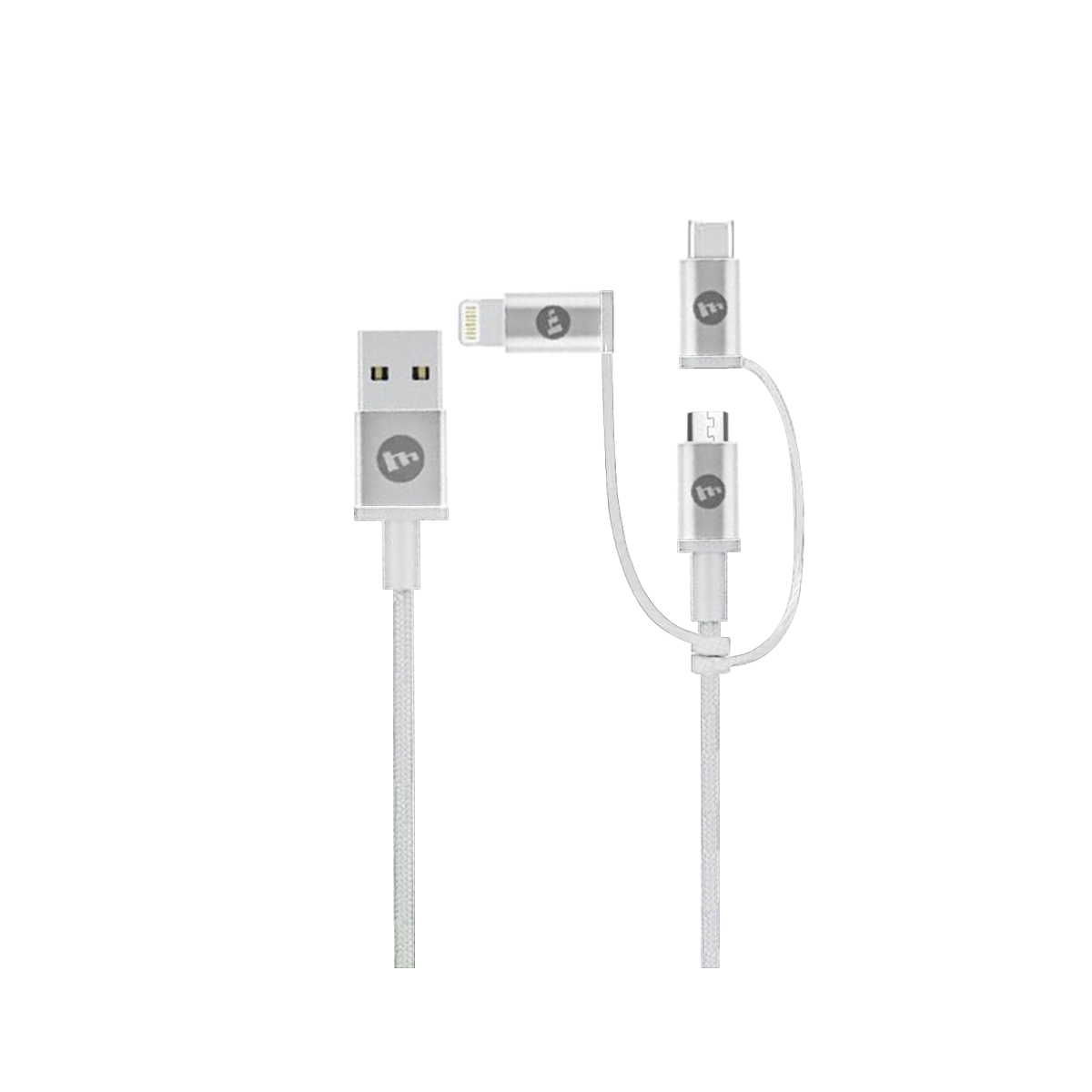 Cáp Tri - Tip Mophie 1m - microUSB, Lightning và USB-C - Đầu Lightning đạt chuẩn MFI