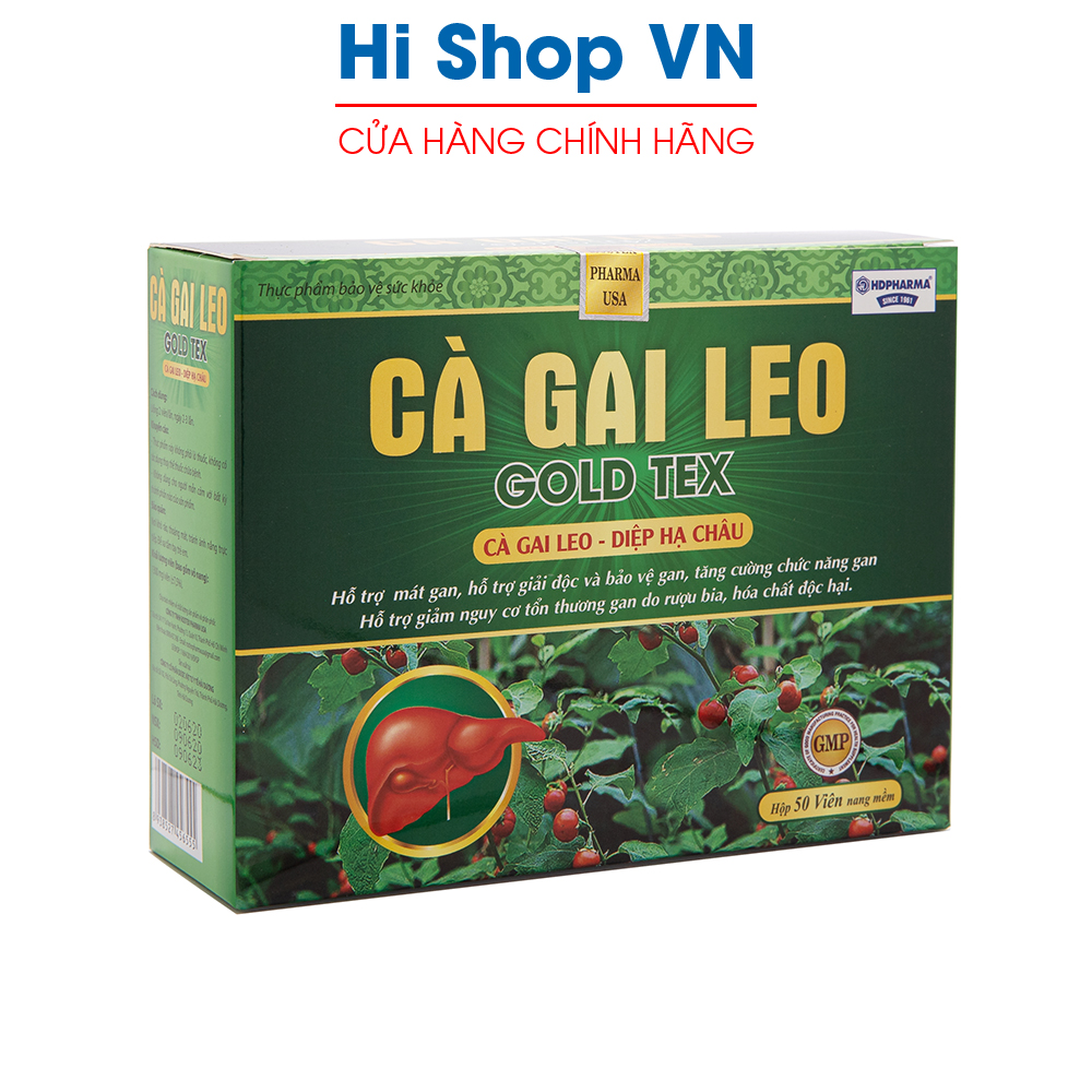 Viên uống bổ gan Cà Gai Leo Gold Tex giúp mát gan, giải độc gan, tăng cường chức năng gan - Hộp 50 viên