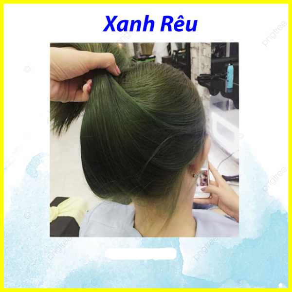 Tự nhuộm tóc màu Xanh rêu lá khói tại nhà, hàng nội địa Việt Nam, không gây hư tổn cho tóc (Trọn bộ tặng gang tay, trợ nhuộm)