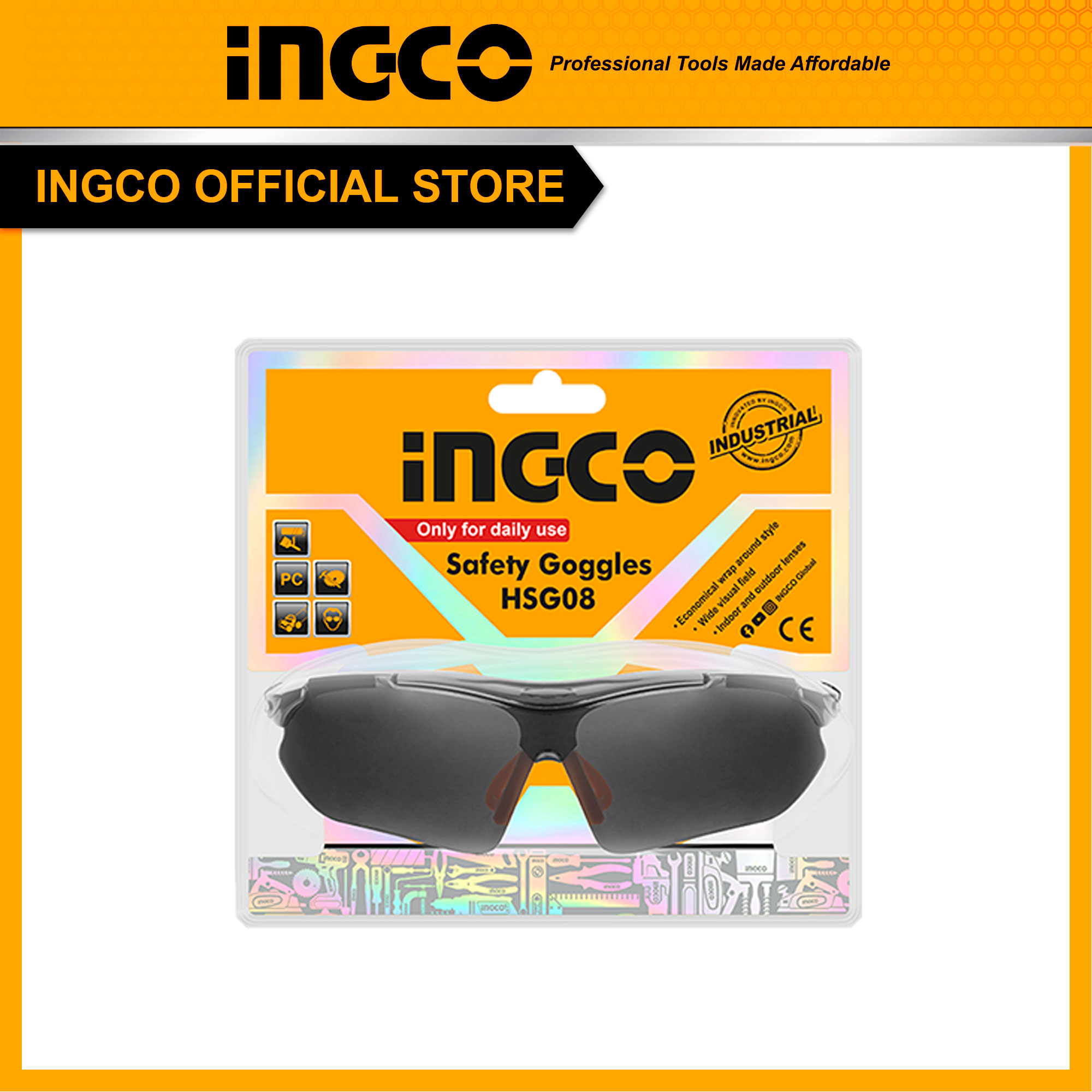 Kính bảo hộ mắt ingco hsg08, hsg10