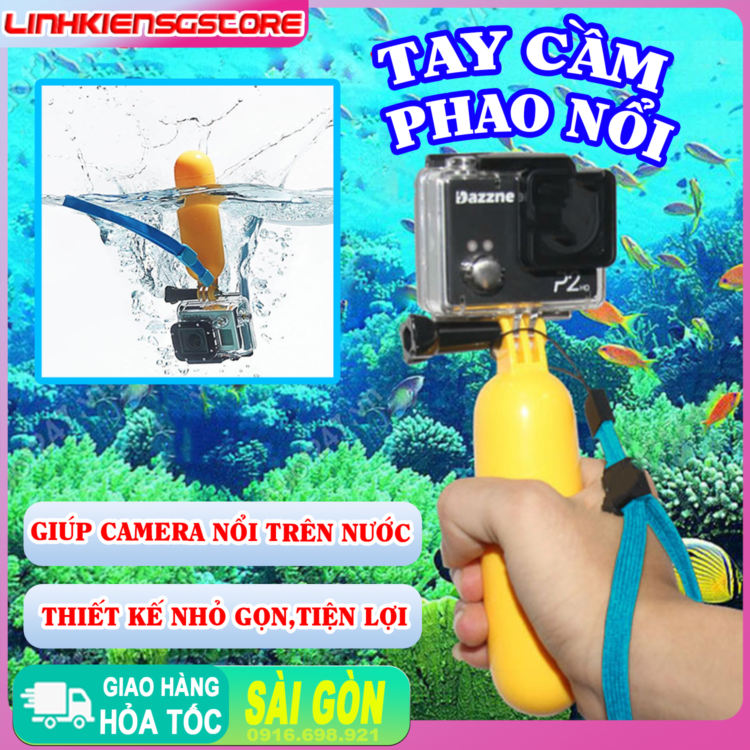 Phao nổi cầm tay trơn cho máy ảnh camera hành trình gopro sjcam xiaomi yi yi action osmo