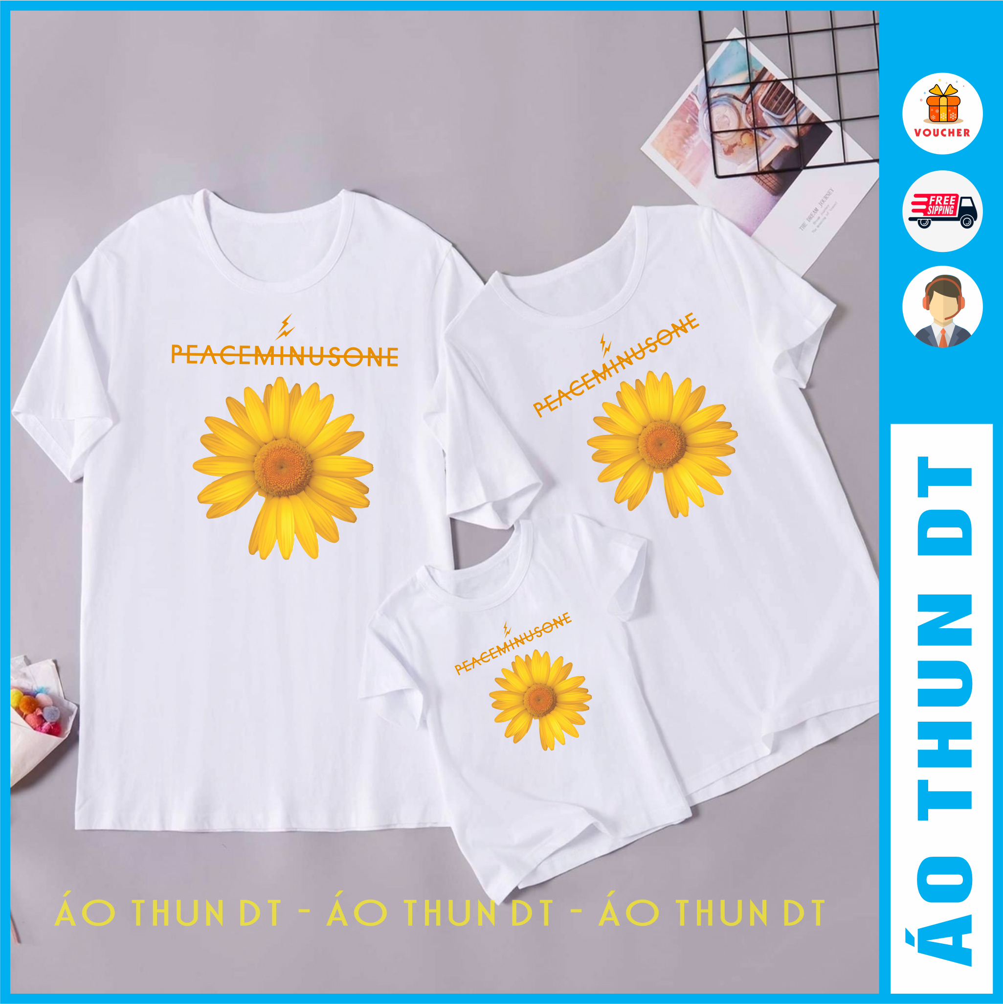 Áo gia đình  in hình hoa cúc