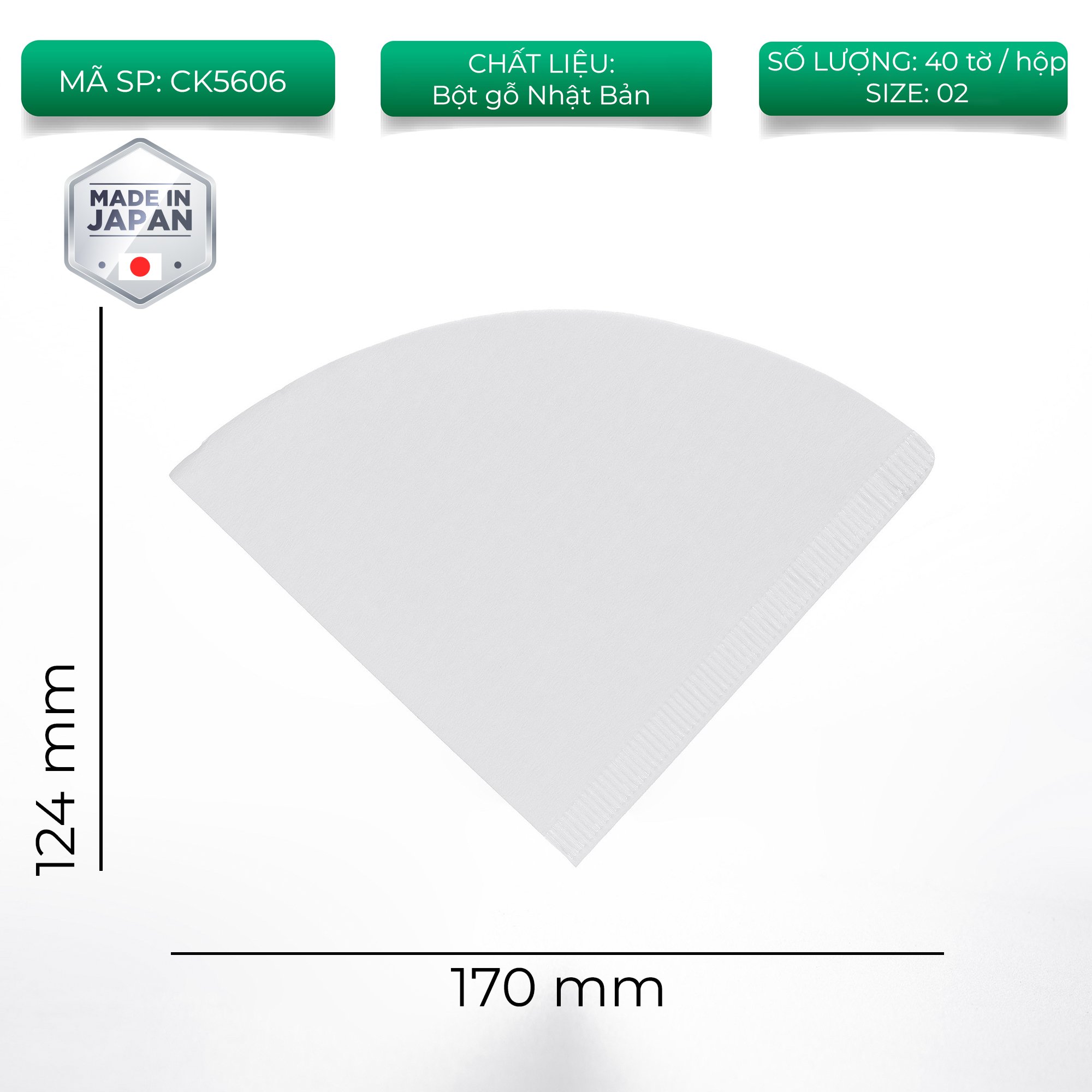 Giấy lọc cà phê V60 loại 40 tờ thông dụng cả 2 size 01 02