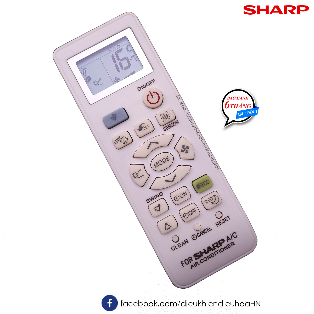 Điều khiển điều hòa Sharp CRMC-A998JBEZ CRMC-A997JBEZ 1 chiều ECO