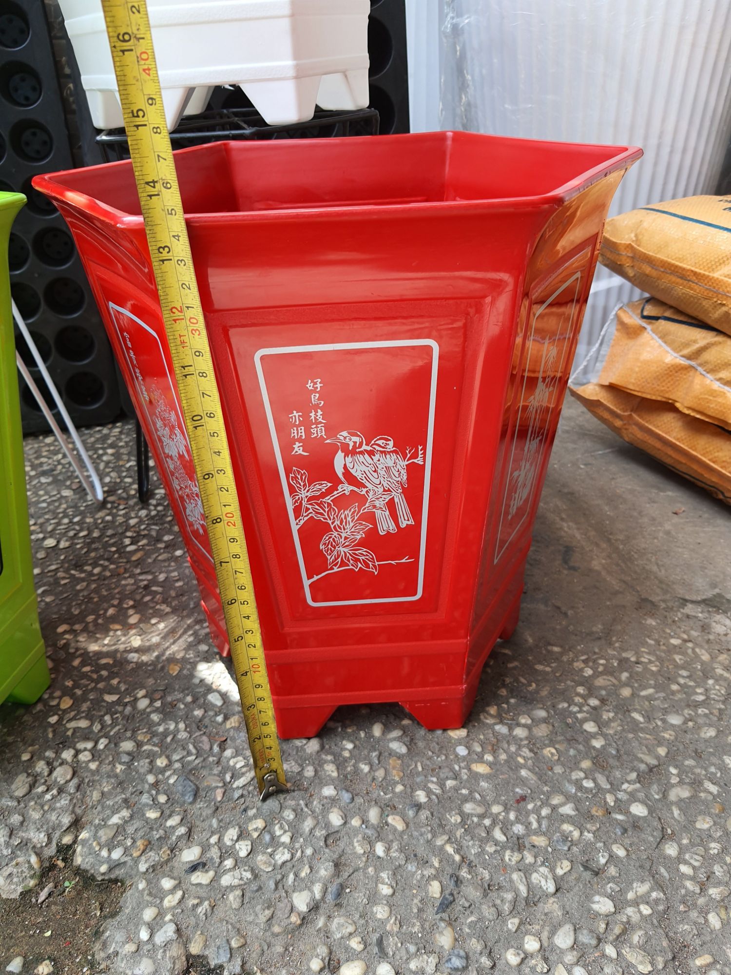 combo 2 chậu lục giác in lụa 35x35cm