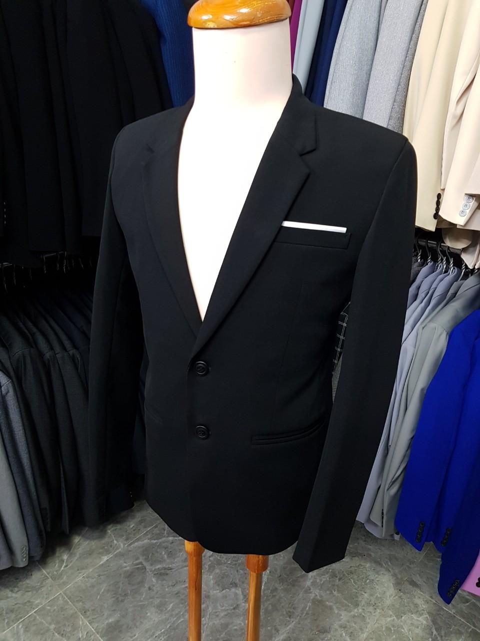 Áo vest nam form suông 2 nút màu đen mềm mịn