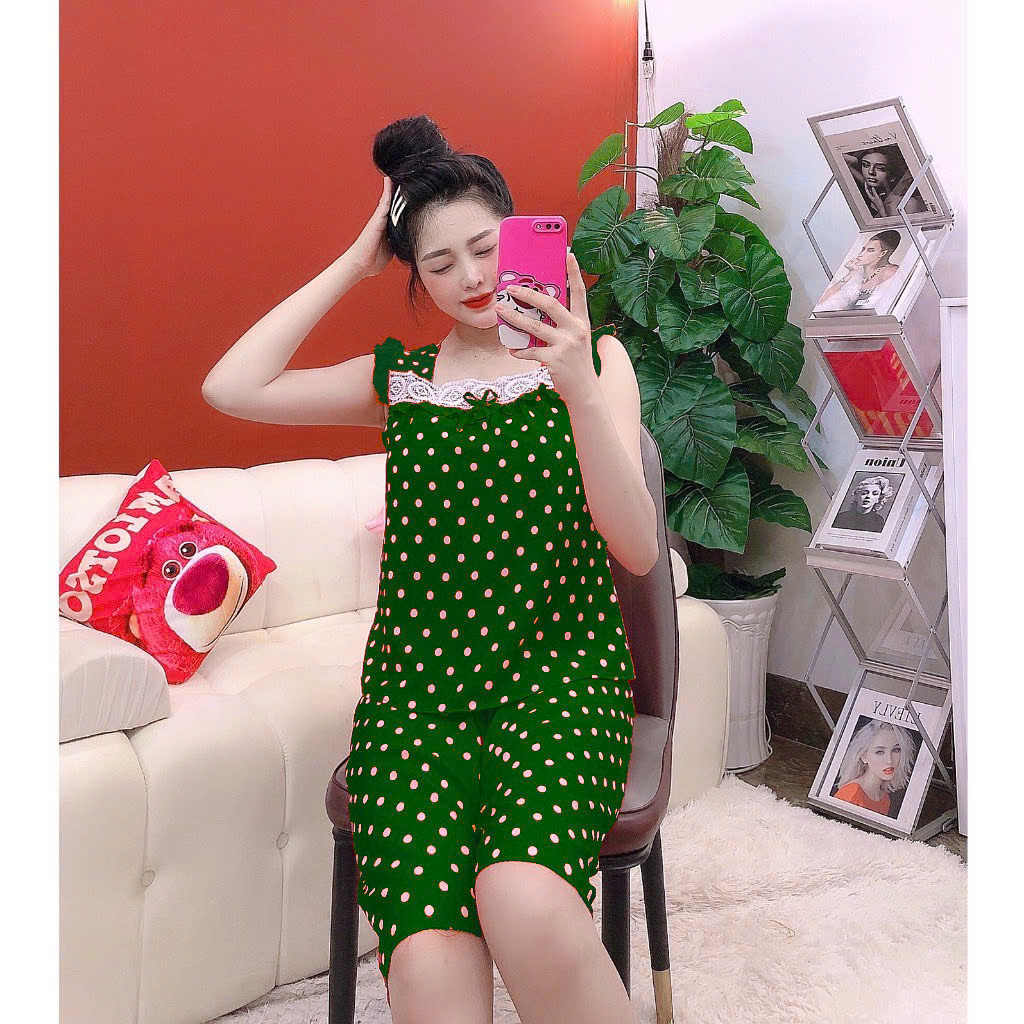Bộ Lửng Chấm Bi Vải Lụa Hàn [Có 3 size M dưới 54 kg/ L: 55-62kg / XL 63-67 kg]- Đồ Bộ Lửng Nguyên Khánh Store