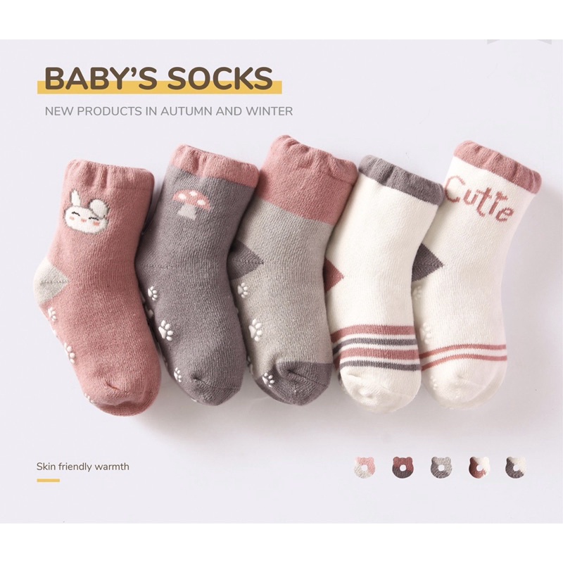 Set 5 Đôi Tất Chống Trơn Trượt In Logo Tobé