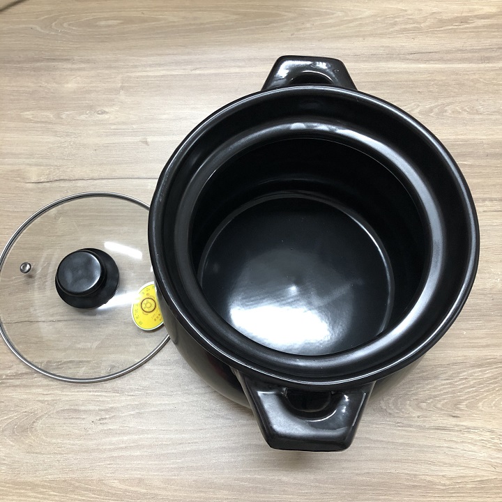 [HCM]Nồi đất hầm canh thịt 4L Đen nắp kính