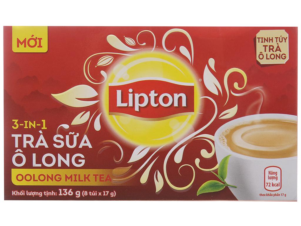 Combo 2 Trà sữa ô long Lipton 3 trong 1 hộp 136g (8 túi x 17g)