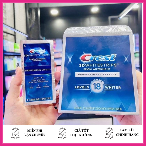 [ Liệu trình 7 gói] Miếng dán trắng răng tốt nhất crest 3D loại professional efects của Mỹ