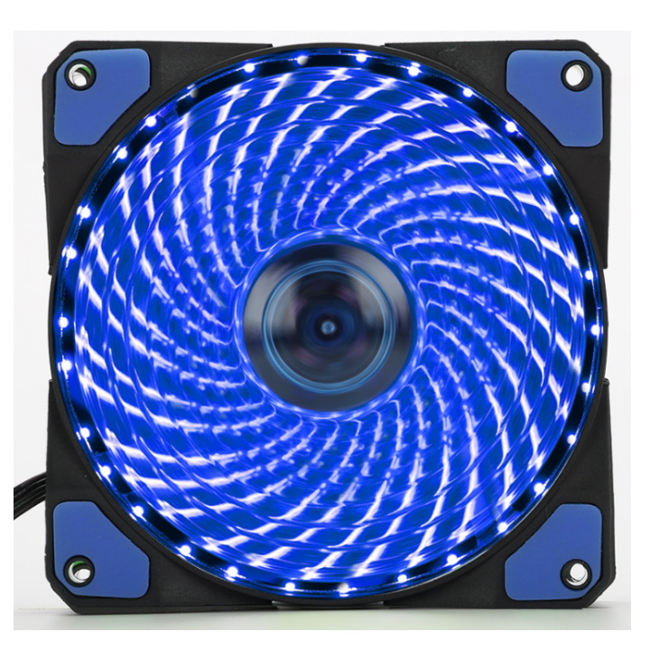 Quạt tản nhiệt 12V Fan Case 12cm LED 7 Màu 9 cánh lớn, 33 bóng cho lượng gió nhiều quạt chạy êm không ồn có đệm chống rung