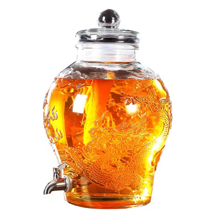 Bình Thủy Tinh 6 Lít Ngâm Sâm Chum Rồng( Có Van)