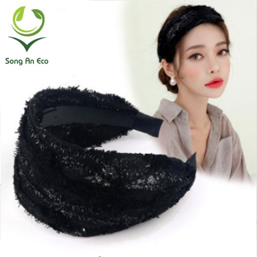(5 màu) Bờm cài tóc bản to ren hoa dễ thương BN131