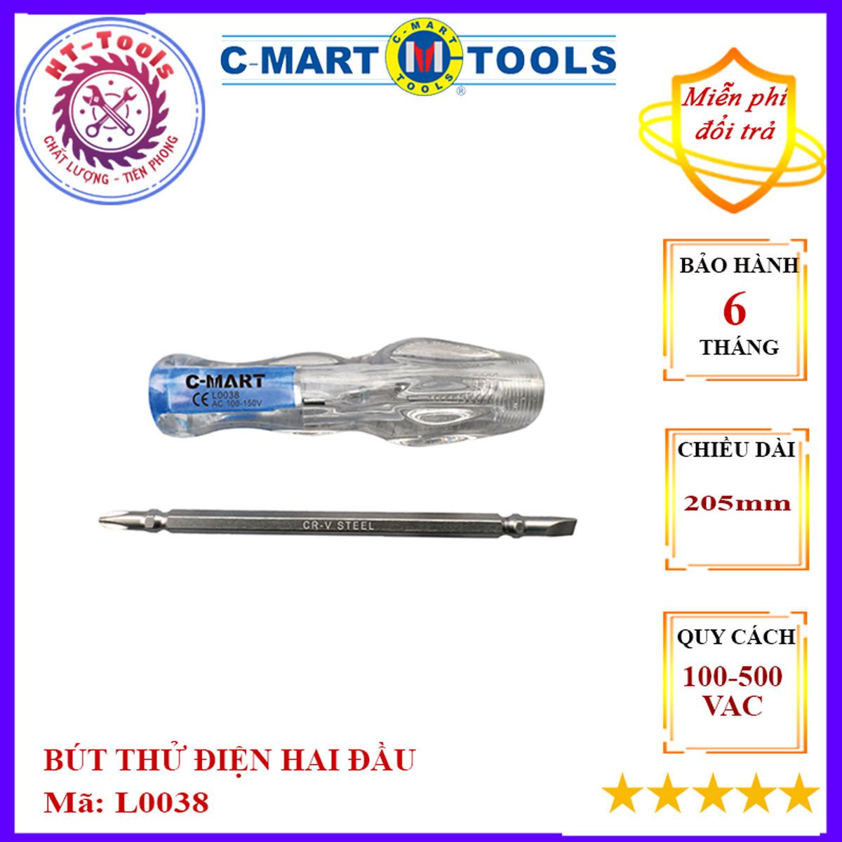 Bút thử điện hai đầu C-MART L0038