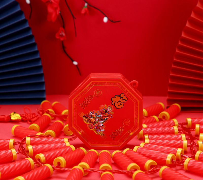 Dây pháo điện đèn LED trang trí tết [Kèm móc treo ] Dây pháo trang trí ngày tết nháy đèn led, pháo nổ [dùng pin tiện lợi]