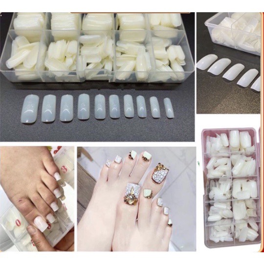 Móng úp chân dài đủ size hộp 500 móng - mini nails