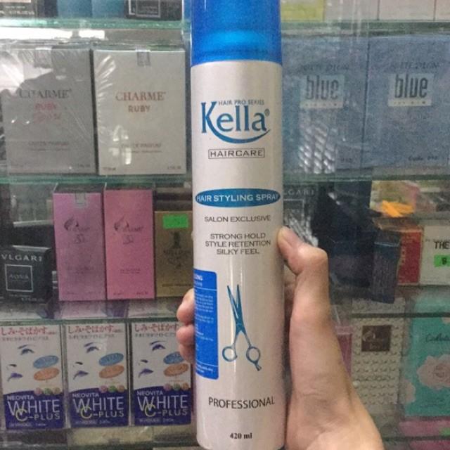 Keo xịt tóc cứng  Kella 420ml  nắp xanh