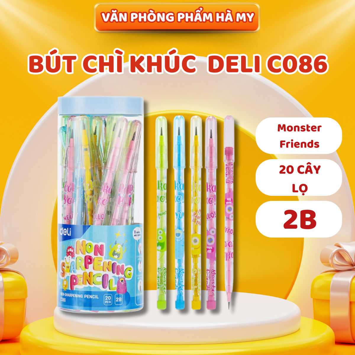 Combo 5/10/20 Cây Bút chì khúc Monster Friends 2B Deli C086