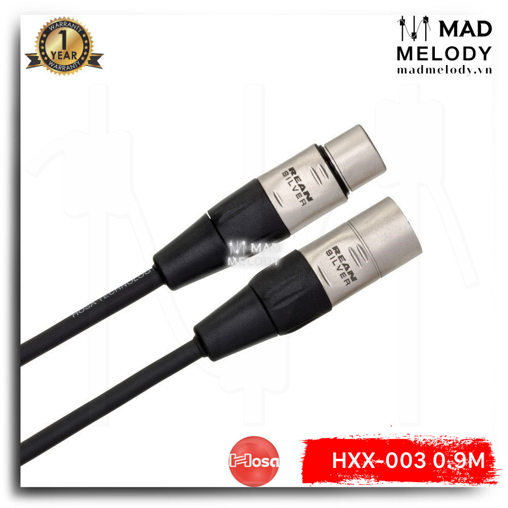 Hosa Pro Balanced Interconnect HXX-003 (0.9m) (REAN XLR3F - XLR3M) (Dây cáp tín hiệu canon XLR đực cái cao cấp, Brand New)