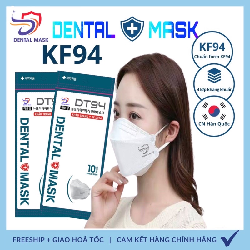 ComBo 2 Chiếc Khẩu Trang KF94 Hàn Quốc Dental Mask 4 Lớp Giấy Kháng Khuẩn
