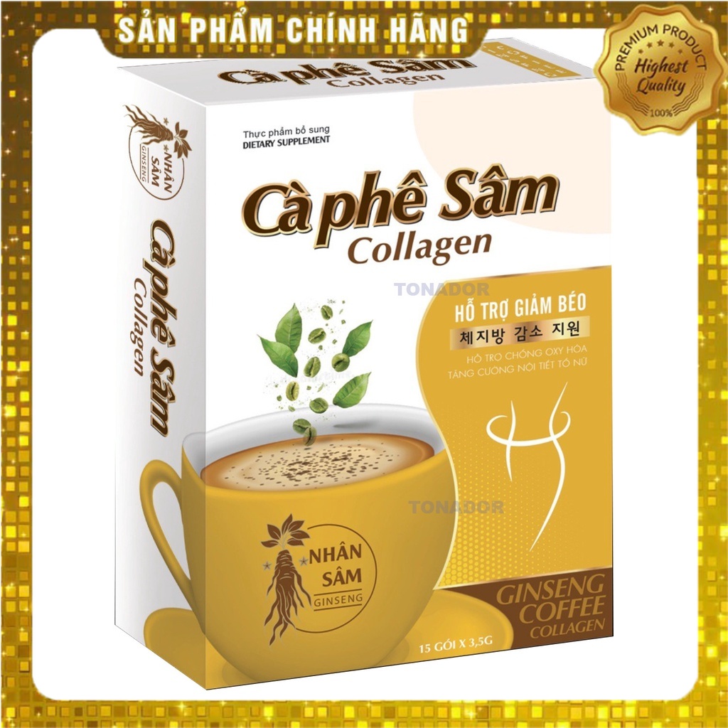 Hộp 12 gói cà phê sâm collagen đẹp da , giữ dáng , hỗ trợ giảm cân hiệu quả