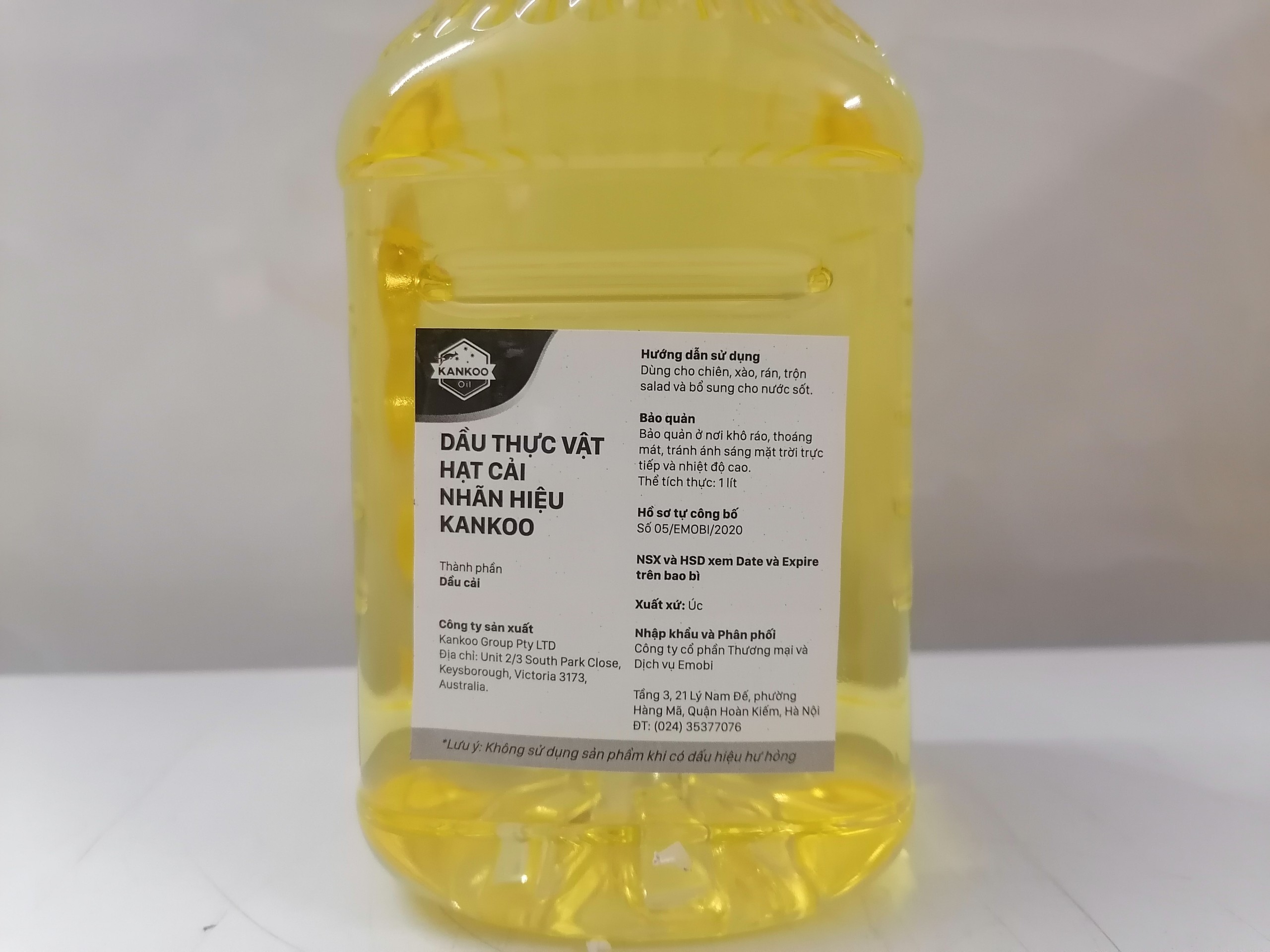 KANKOO [Bình 1 Lít] DẦU THỰC VẬT HẠT CẢI [Australia] Canola Oil