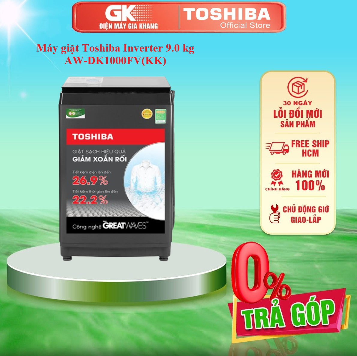 Máy giặt Toshiba Inverter 9.0 kg AW-DK1000FV(KK) Mới 2020 - GIAO TOÀN QUỐC - FREESHIP HCM