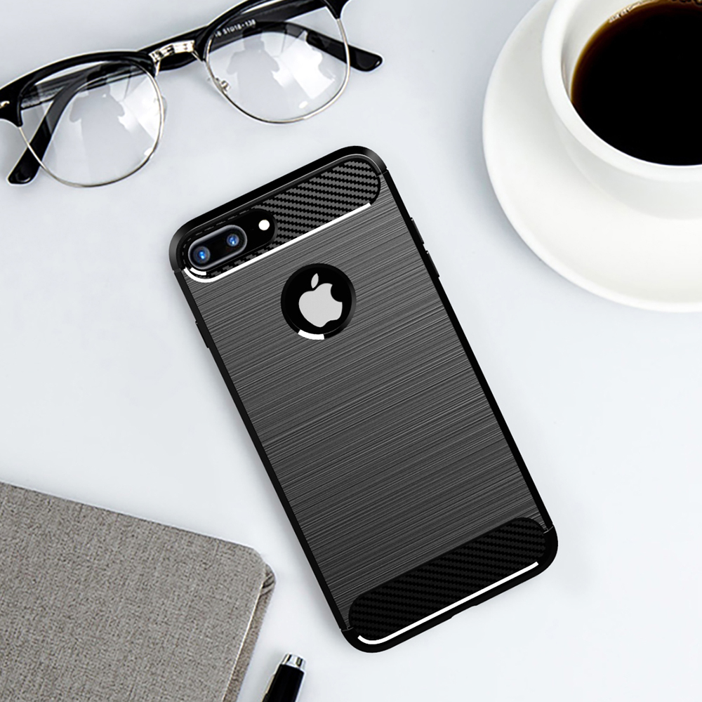 Ốp lưng dành cho iPhone 7 Plus 8 Plus ốp silicone mềm Carbone phay xước chống sốc chống vân tay