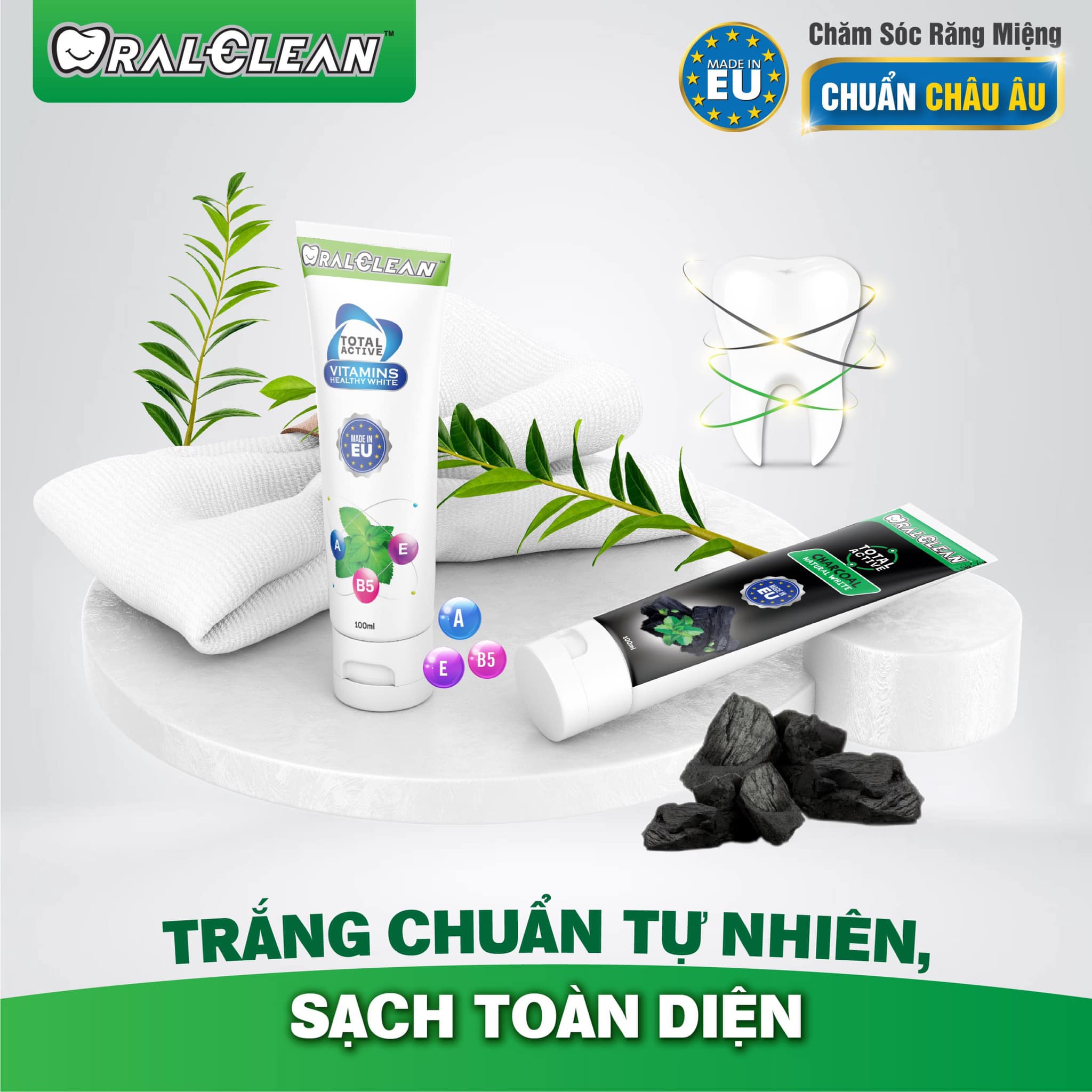 Combo 3 Kem Đánh Răng Trắng Răng OralClean Total Active Vitamin Healthy White 100ml/Tuýp