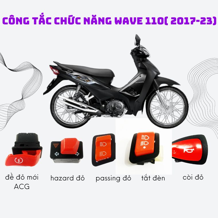 Công Tắc Đèn Xe wave anpha 110 Kiểu thái màu đỏ
