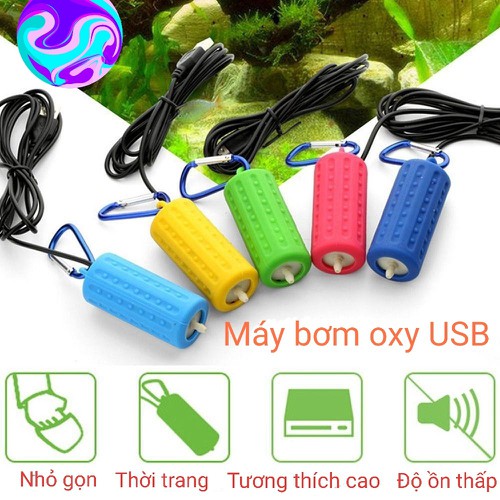 [HCM]Máy bơm oxy cho hồ cá cổng USB dùng sạc dự phòng điện thoại