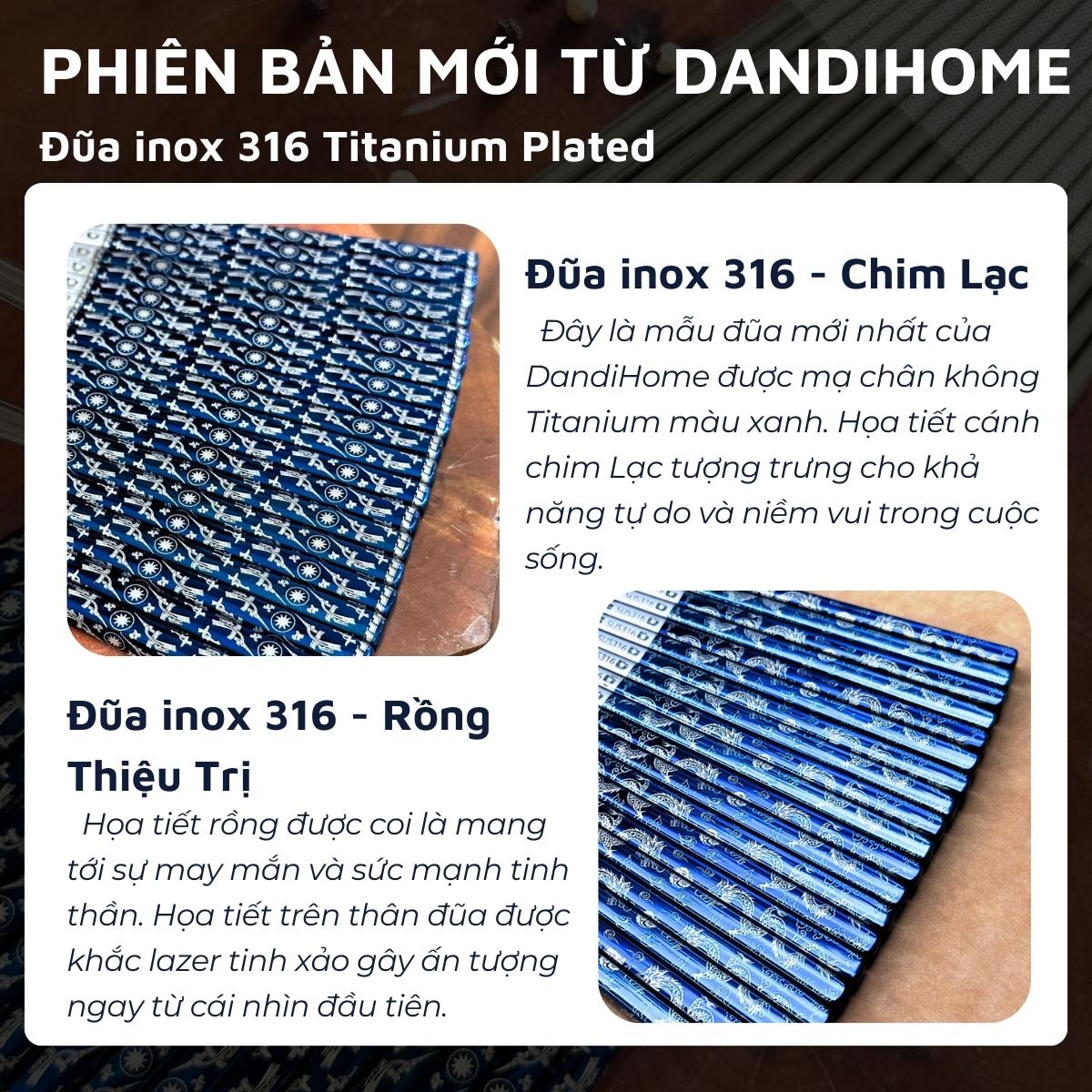 01 hộp đũa Inox 304 / 316 cao cấp DandiHome ( có thể lựa chọn 5 đôi hoặc 10 đôi)