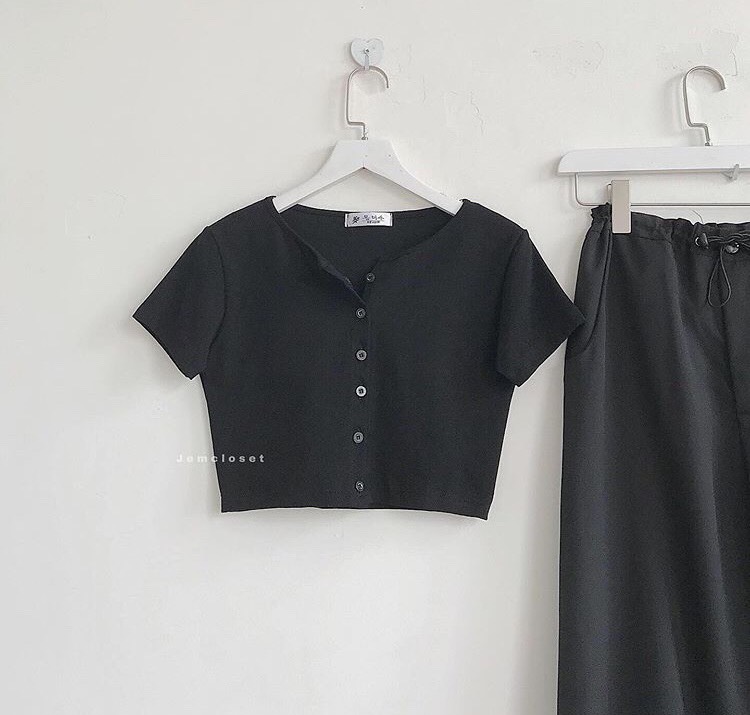 ☀️Set JOGGER RÚT DÂY + CROP NÚT TRƠN