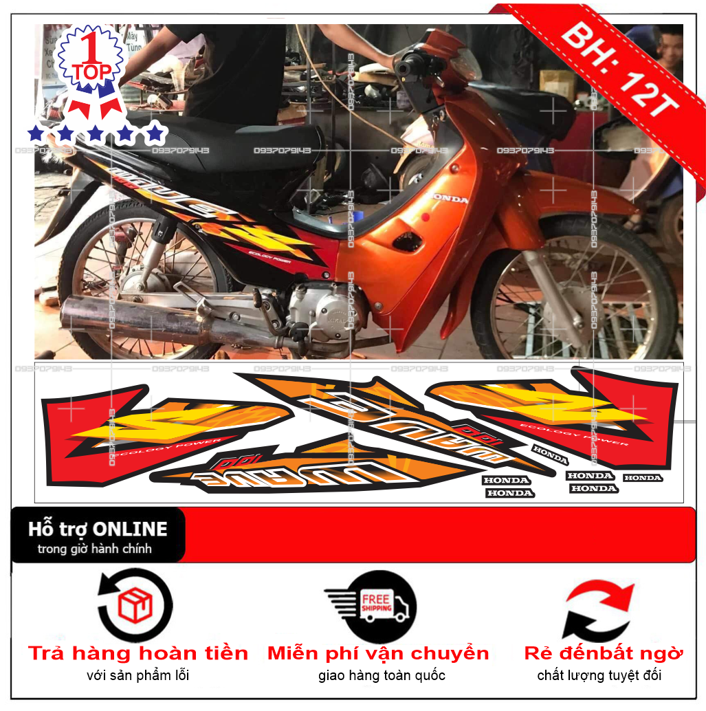 Tem xe wave S nhỏ đời đầu đỏ đen