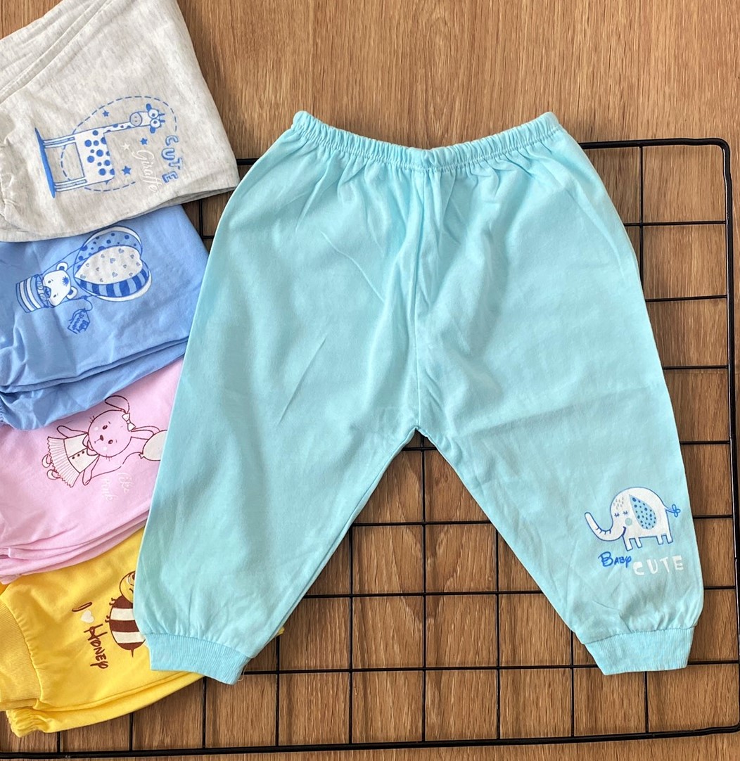 Túi  5 Quần Dài Màu Bo Gấu - Có 5 Size 1 - 5 cho bé sơ sinh -12 kg - Chất vải thun cotton mềm mại, thoáng mát - Quần sơ sinh