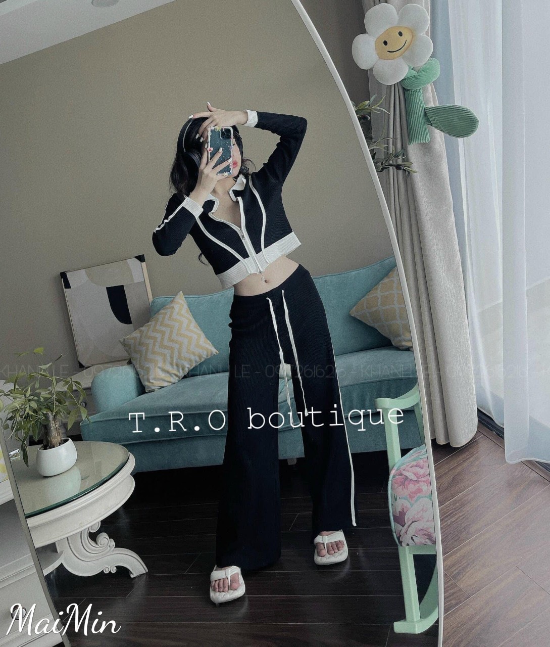 Set bộ len sọc 2 khoá cổ đức