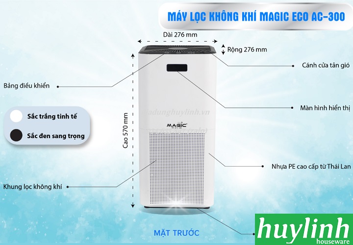 [HCM][Trả góp 0%]Máy lọc không khí Magic ECO AC-300 - 48m2