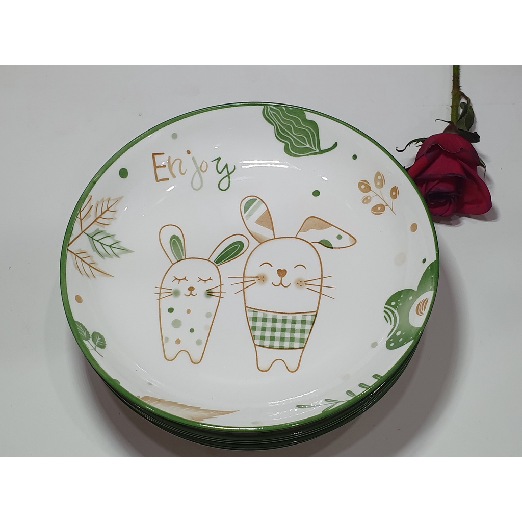 Dĩa sứ Thỏ Enjoy 8inch - Dư Dư
