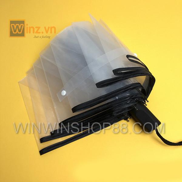 [FREESHIP MAX 15K][HCM]Dù gấp trong suốt siêu gọn (Viền Màu Đen)